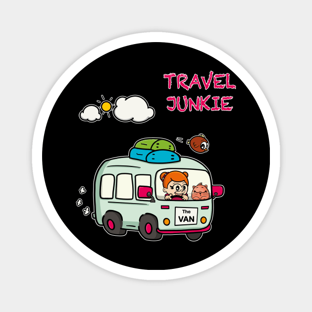 Travel Junkie Magnet by Nico Art Lines